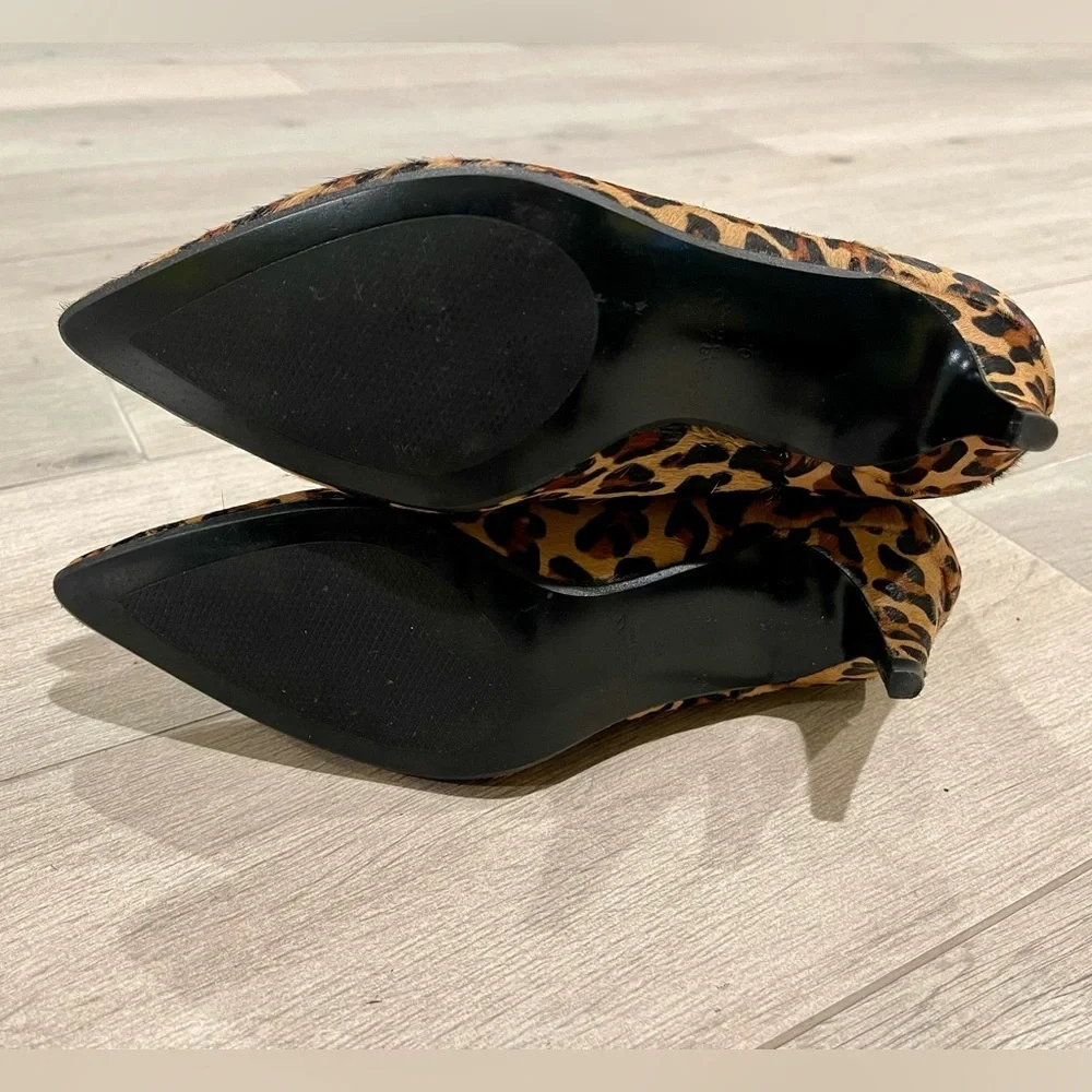 Zara Leopard Print Pointed Toe Chelsea Ankle Booties EU 36 / US 6 Leather